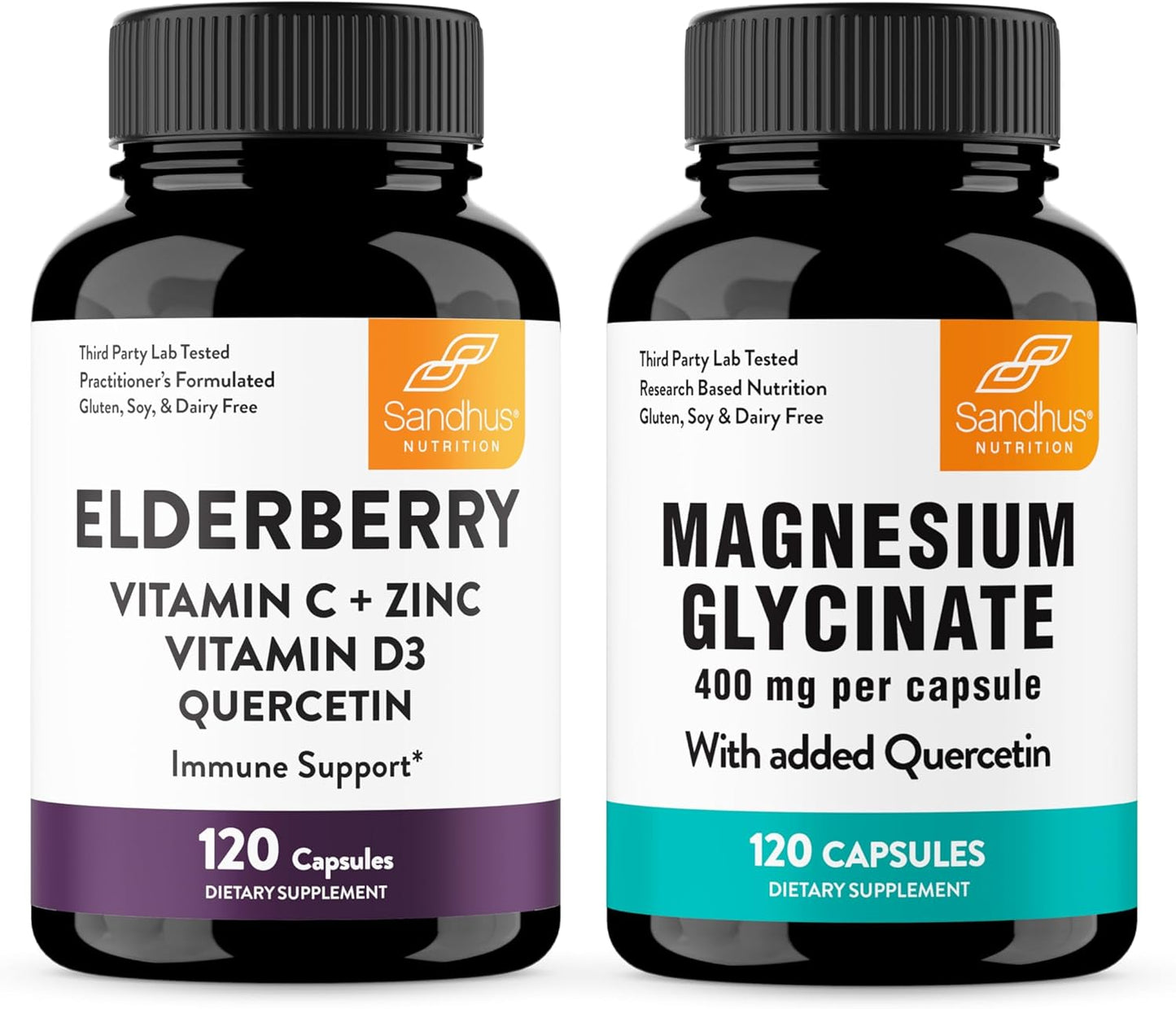 Sandhu's Elderberry & Magnesium Glycinate Complex Capsules | Promotes Immune, Muscle, Bone Health & Quality Sleep