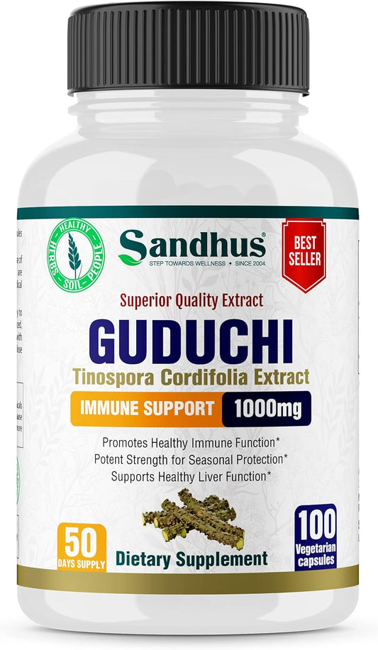 Sandhu's Guduchi Giloy Capsules - Vegan Immune Support Supplement with 1000mg per Serving
