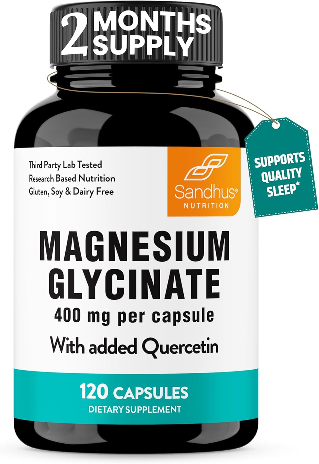 Sandhu's Quercetin & Magnesium Glycinate Complex Capsules for Immune, Muscle, Bone Health & Sleep Support