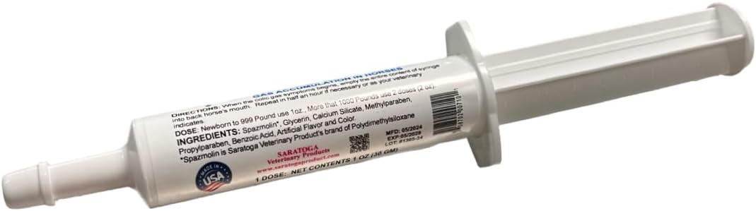 Saratoga Veterinary Product: Equi-Spaz Horse Digestion Supplement for Rapid Relief of Intestinal Gas & Colic - 10 Pack