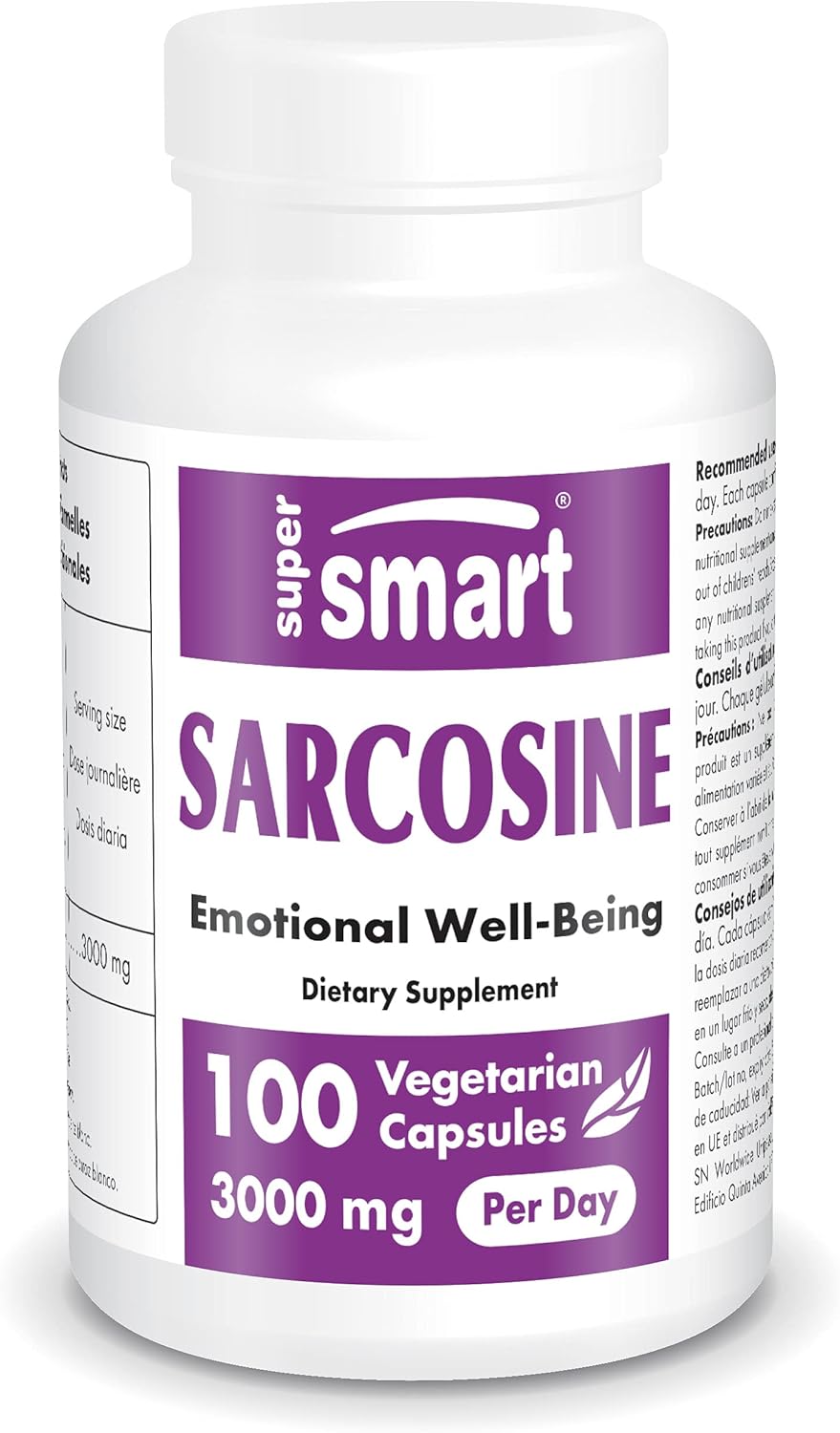 Sarcosine Nootropic Supplement - 3000mg Daily - Brain Nutrition - Non-GMO & Gluten Free - 100 Vegetarian Capsules