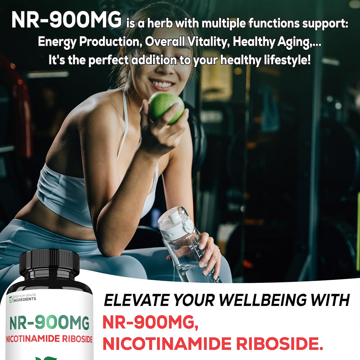 Satoomi NAD+ Supplement: 900mg NR for Cellular Energy, Repair, Vitality, & Healthy Aging - 60 Capsules