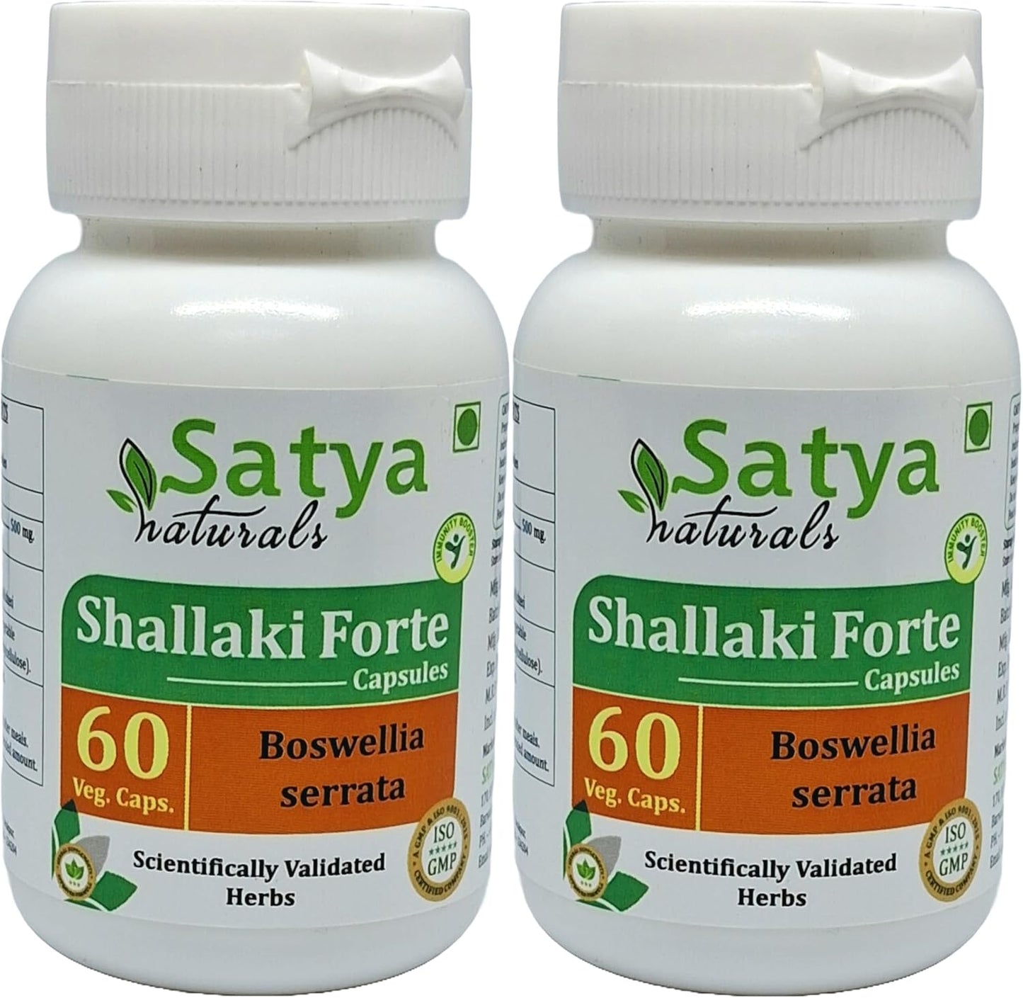 Satya Naturals Shallaki Forte Capsules 500mg - 2 Bottles of 60 Capsules - Ayurvedic Boswellia Serrata Extract for Men and Women