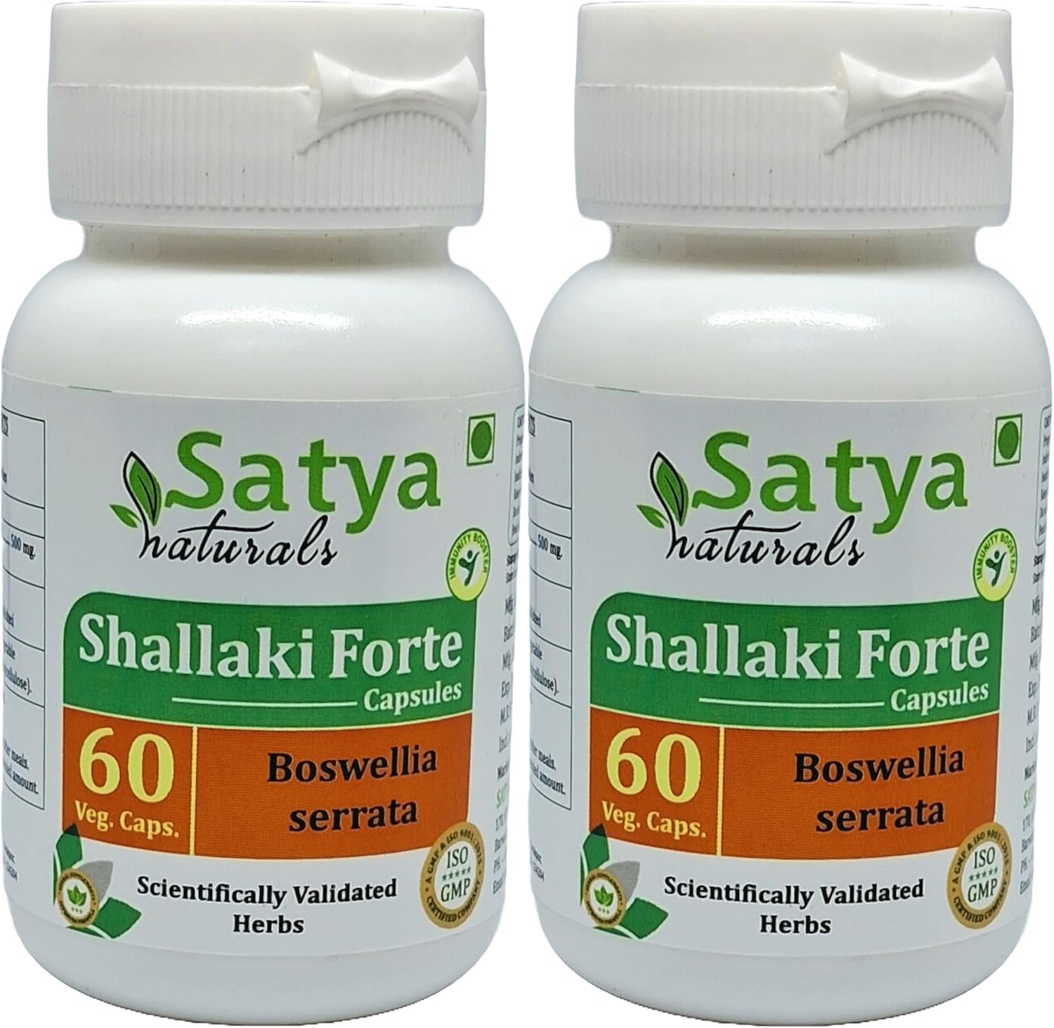 Satya Naturals Shallaki Forte Capsules 500mg - 2 Bottles of 60 Capsules - Ayurvedic Boswellia Serrata Extract for Men and Women