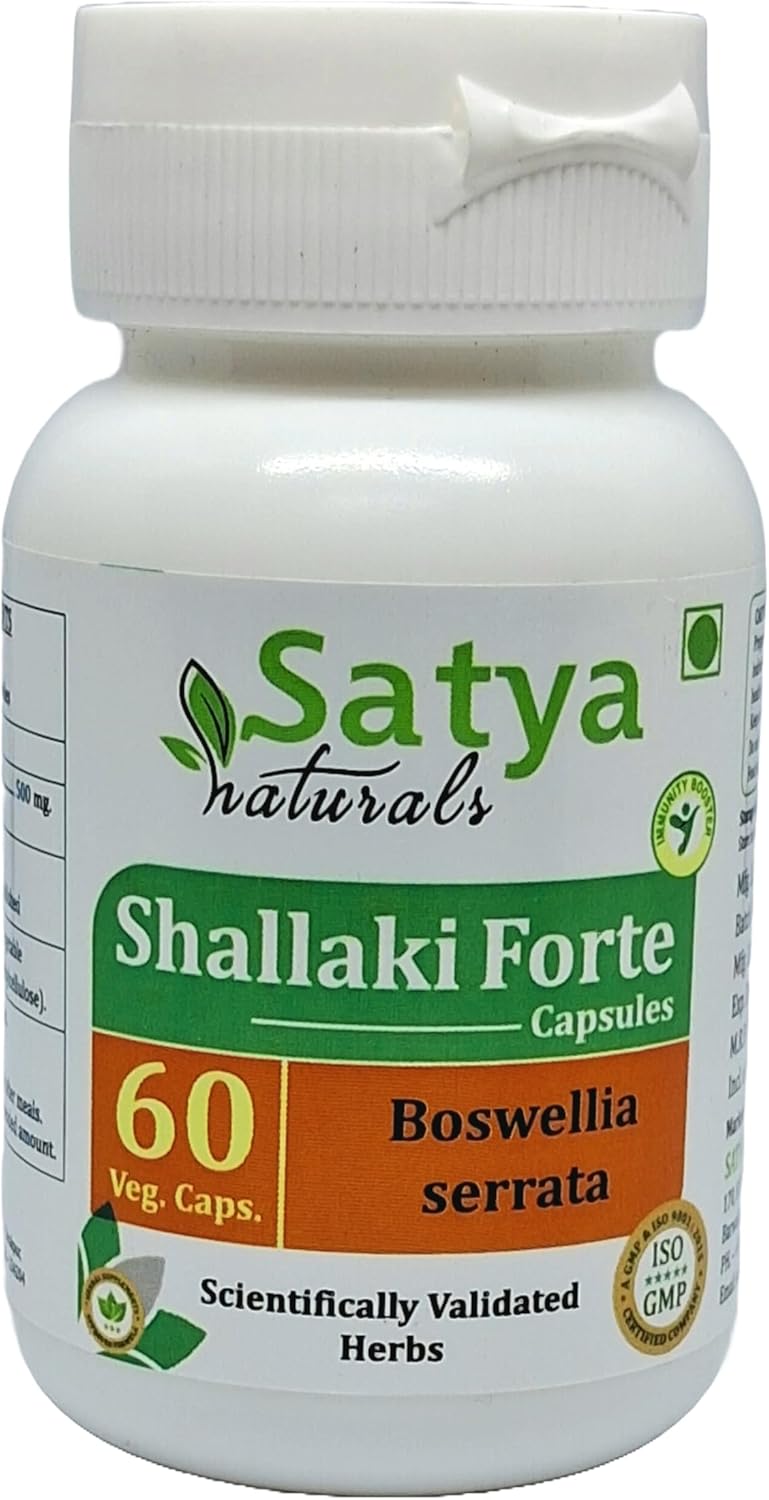 Satya Naturals Shallaki Forte Capsules 500mg - 2 Bottles of 60 Capsules - Ayurvedic Boswellia Serrata Extract for Men and Women