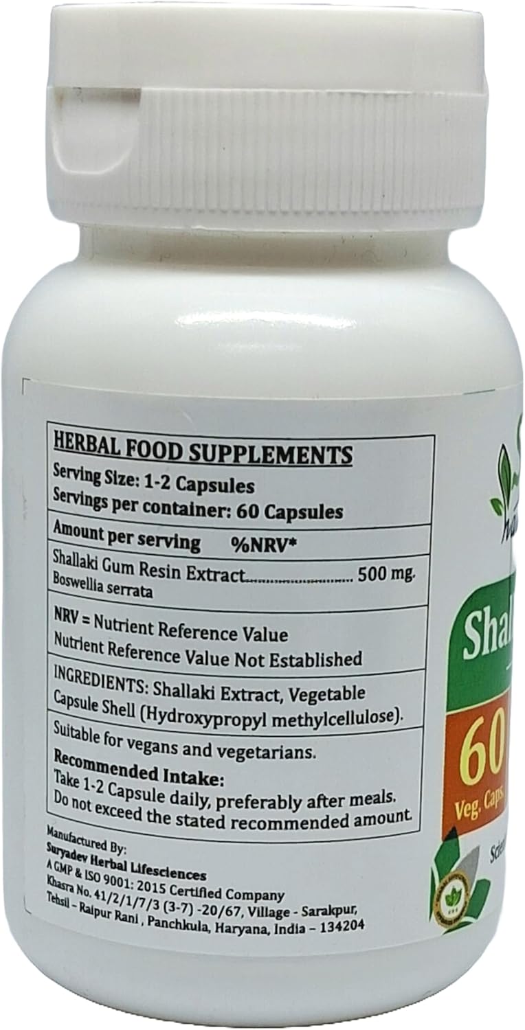 Satya Naturals Shallaki Forte Capsules 500mg - 2 Bottles of 60 Capsules - Ayurvedic Boswellia Serrata Extract for Men and Women