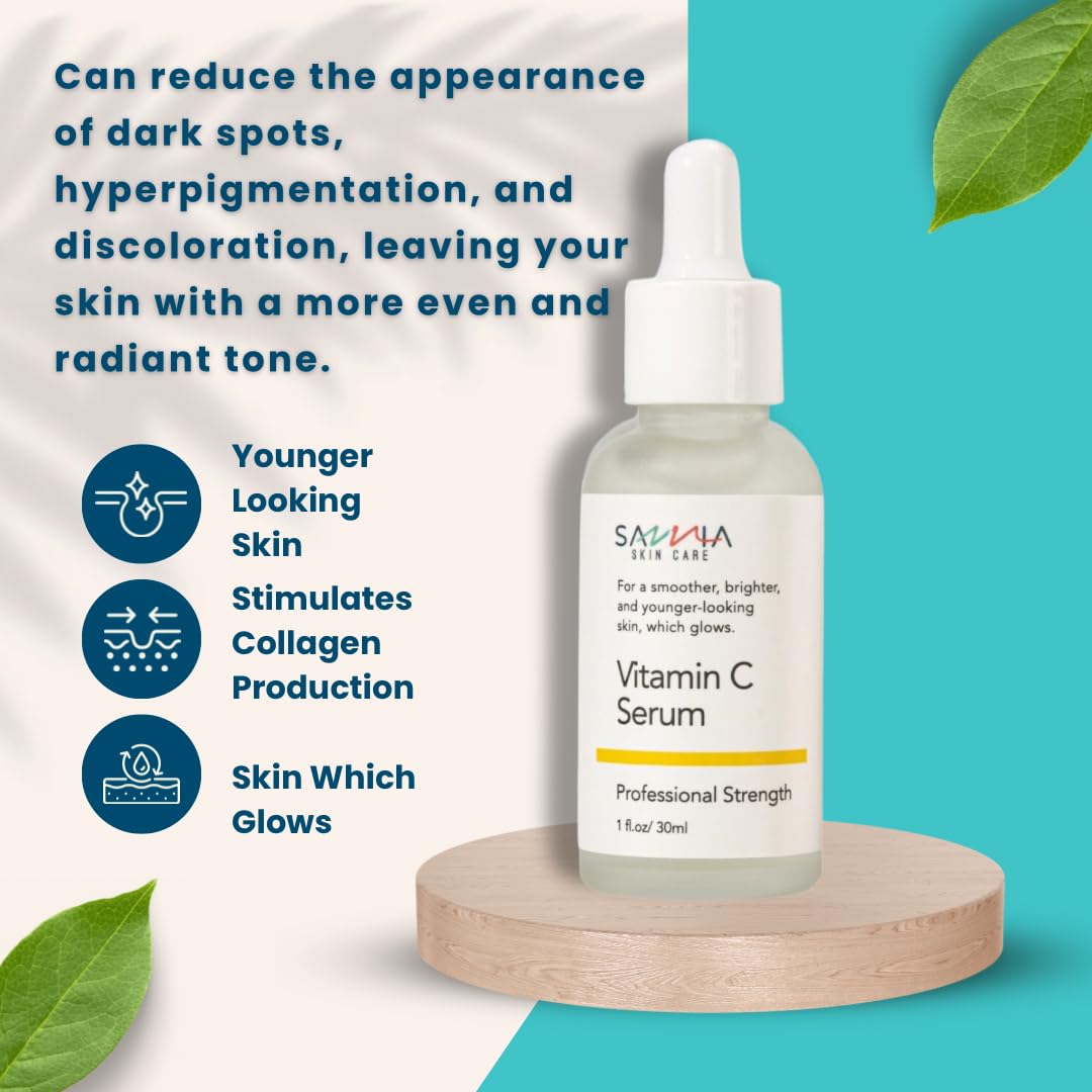 SAVVIA SKIN CARE Vitamin C Serum - Brighten, Hydrate, and Even Skin Tone - 1 fl.oz/30ml