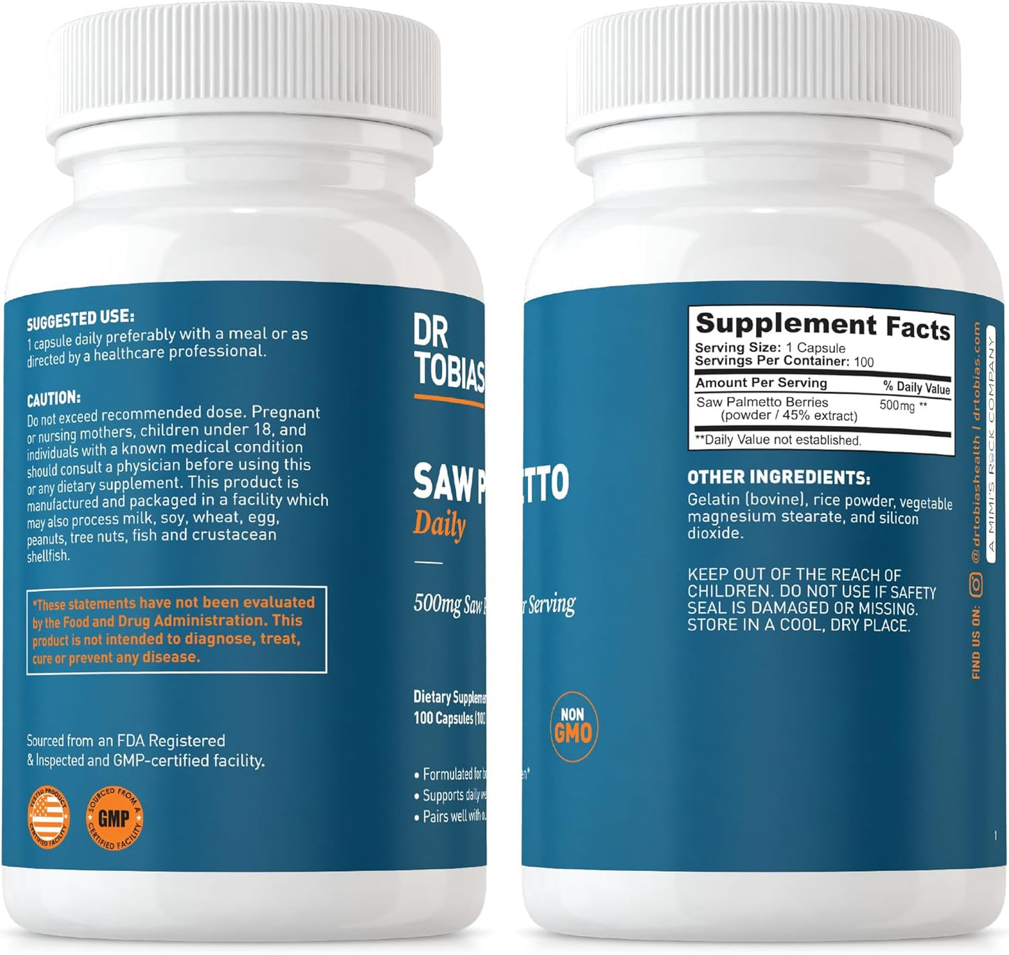 Saw Palmetto Supplement for Urinary Health, Hormonal Balance, Prostate & Hair Vitality - 500mg, 100 Capsules, Men & Women