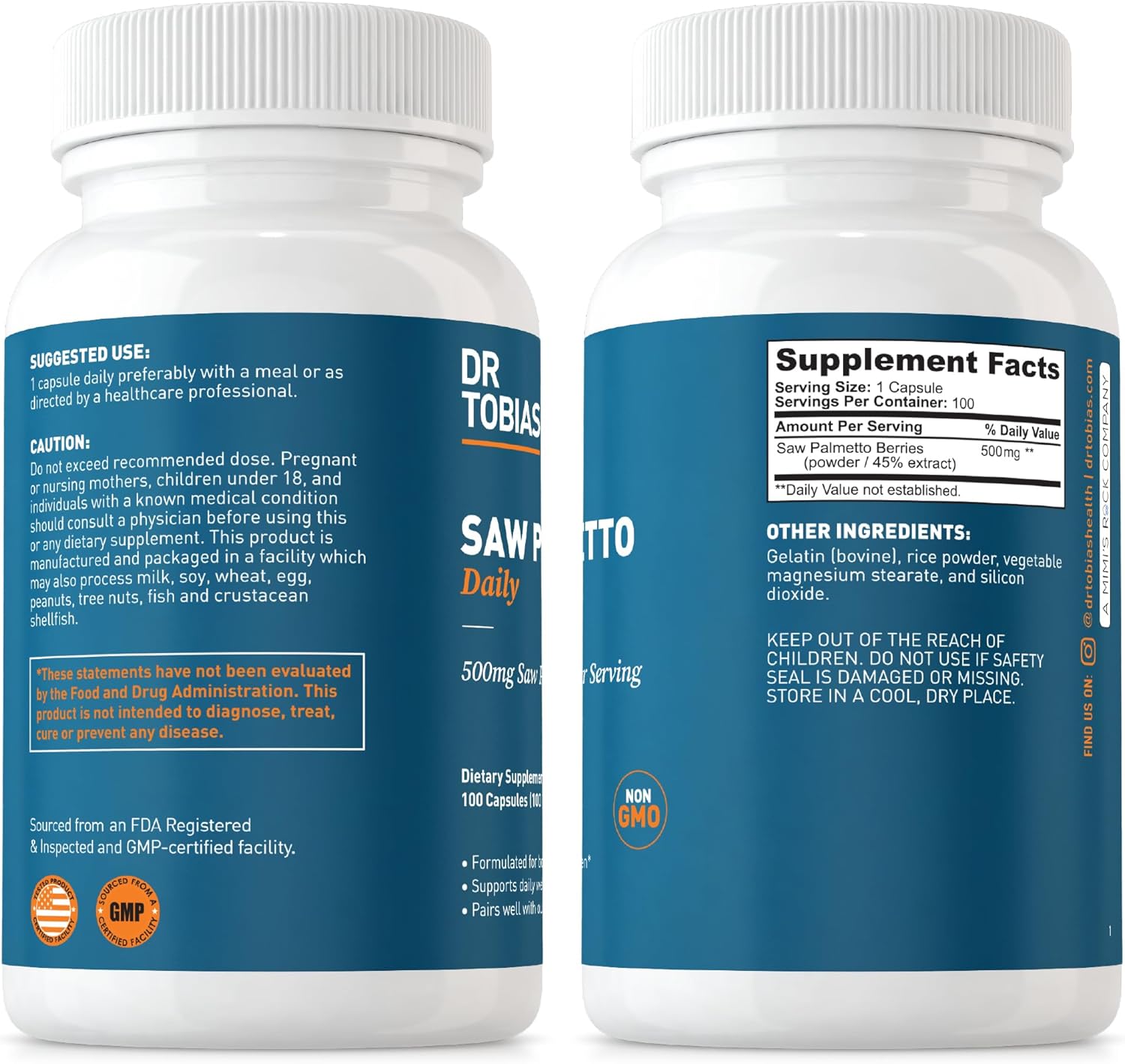Saw Palmetto Supplement for Urinary Health, Hormonal Balance, Prostate & Hair Vitality - 500mg, 100 Capsules, Men & Women
