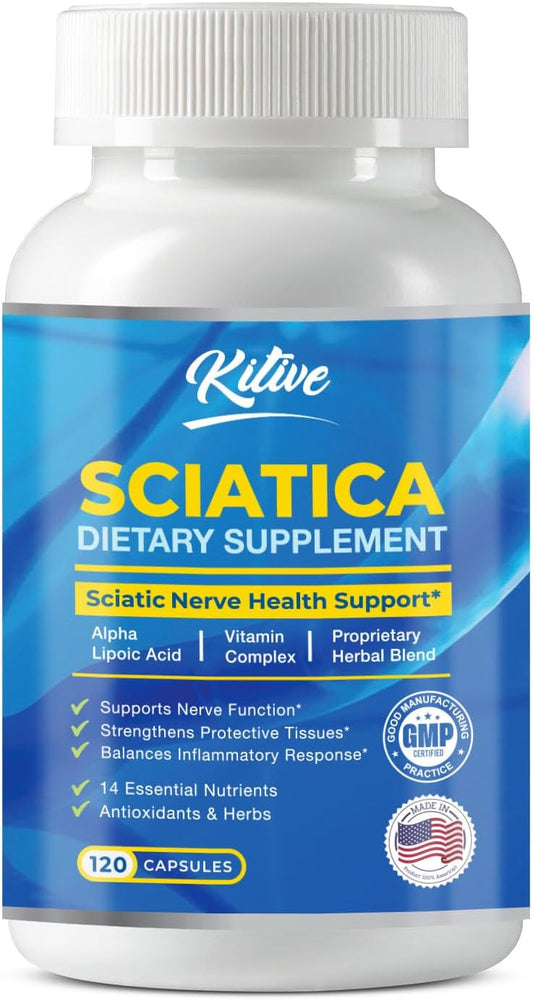 Sciatic Nerve Relief Supplement with Alpha Lipoic Acid & Vitamin Complex, 60 Capsules, Made in USA for Nerve Discomfort