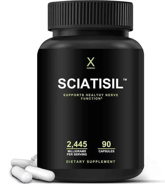 Sciatisil Nerve Support Supplement with Stabilized R-Lipoic Acid for Sciatica Relief - Vitamins for Healthy Back, Hips, Legs, and Feet - Neuropathy Supplement for Extra Strength