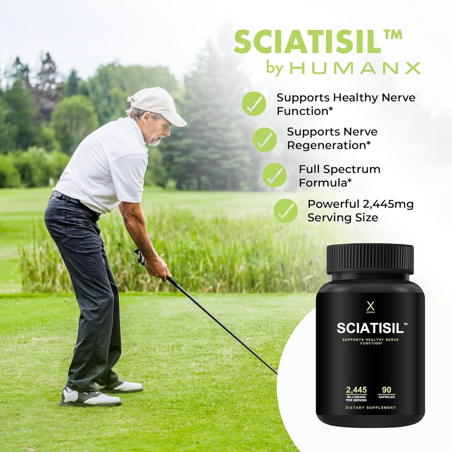 Sciatisil Nerve Support Supplement with Stabilized R-Lipoic Acid for Sciatica Relief - Vitamins for Healthy Back, Hips, Legs, and Feet - Neuropathy Supplement for Extra Strength