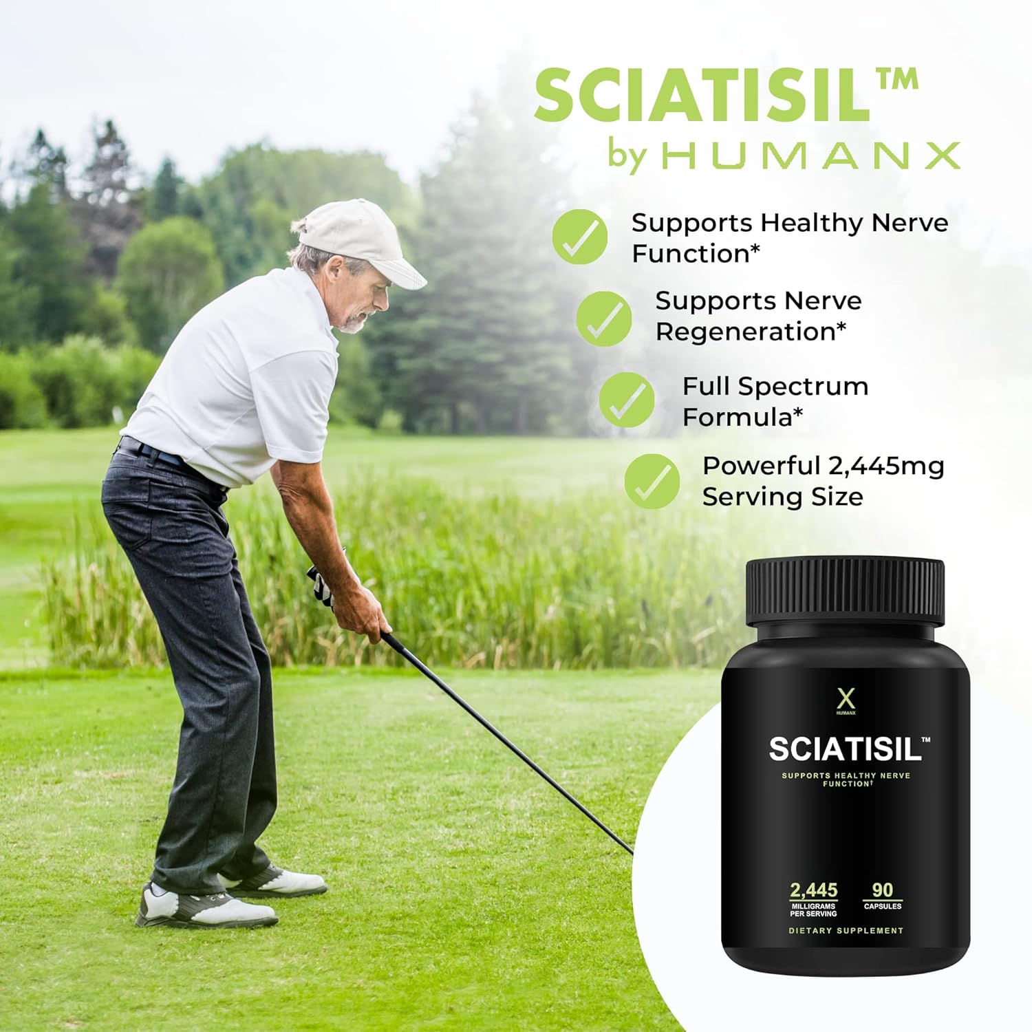 Sciatisil Nerve Support Supplement with Stabilized R-Lipoic Acid for Sciatica Relief - Vitamins for Healthy Back, Hips, Legs, and Feet - Neuropathy Supplement for Extra Strength