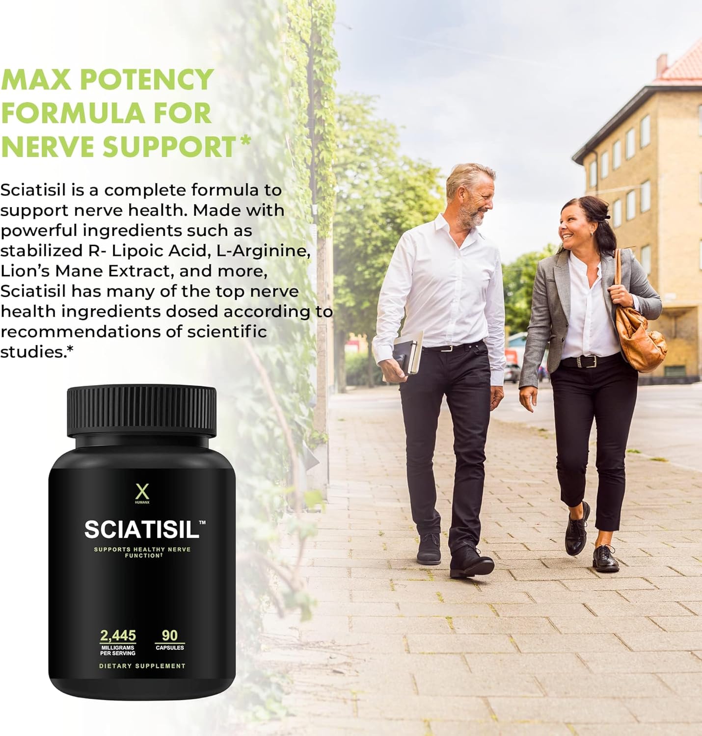 Sciatisil Nerve Support Supplement with Stabilized R-Lipoic Acid for Sciatica Relief - Vitamins for Healthy Back, Hips, Legs, and Feet - Neuropathy Supplement for Extra Strength