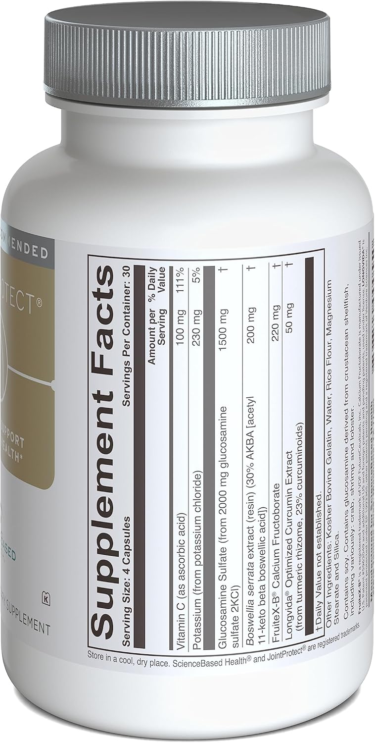 ScienceBased Health JointProtect - Advanced Joint Support Formula with Glucosamine, Boswellia, Curcumin, Vitamin C - 120 Caps