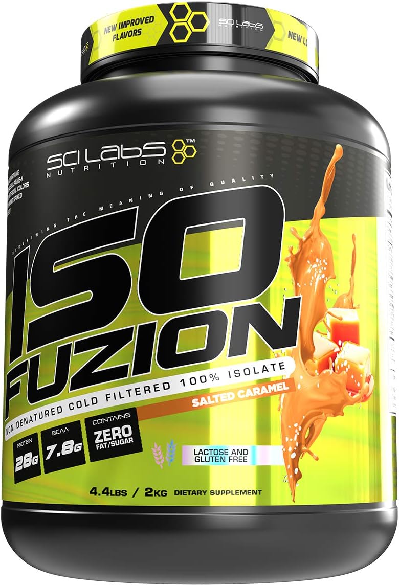 Scilabs Nutrition Iso Fuzion Salted Caramel Whey Isolate Protein Powder - 28g Protein, 4.4lb
