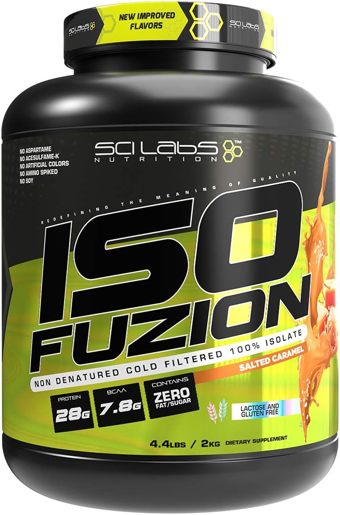 Scilabs Nutrition Iso Fuzion Salted Caramel Whey Isolate Protein Powder - 28g Protein, 4.4lb