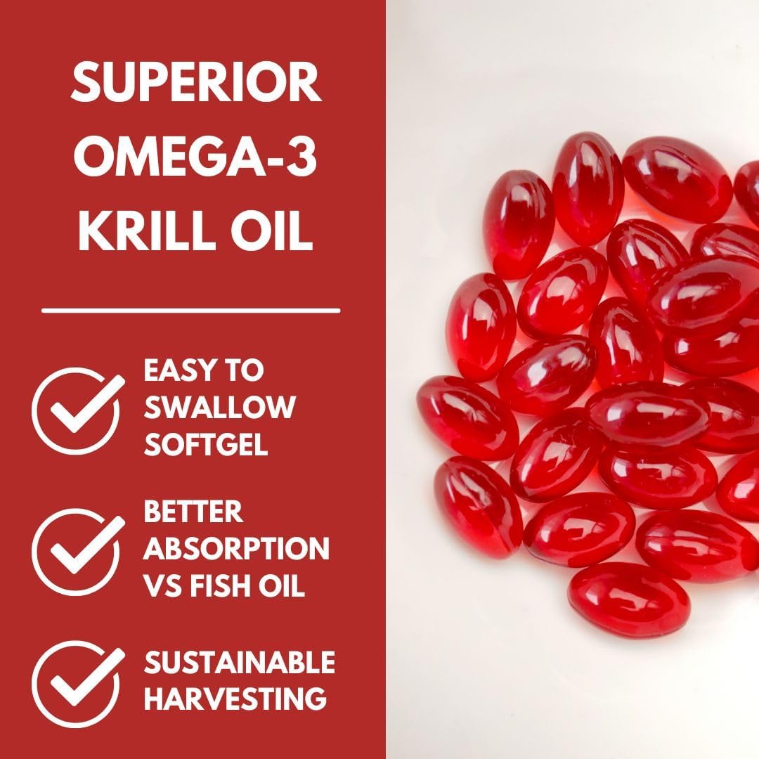 Scimera Bioscience KrillOilMD Antarctic Krill Oil Omega 3 DHA EPA Supplement with Astaxanthin - Heart, Brain, Joint Support - 30 CT