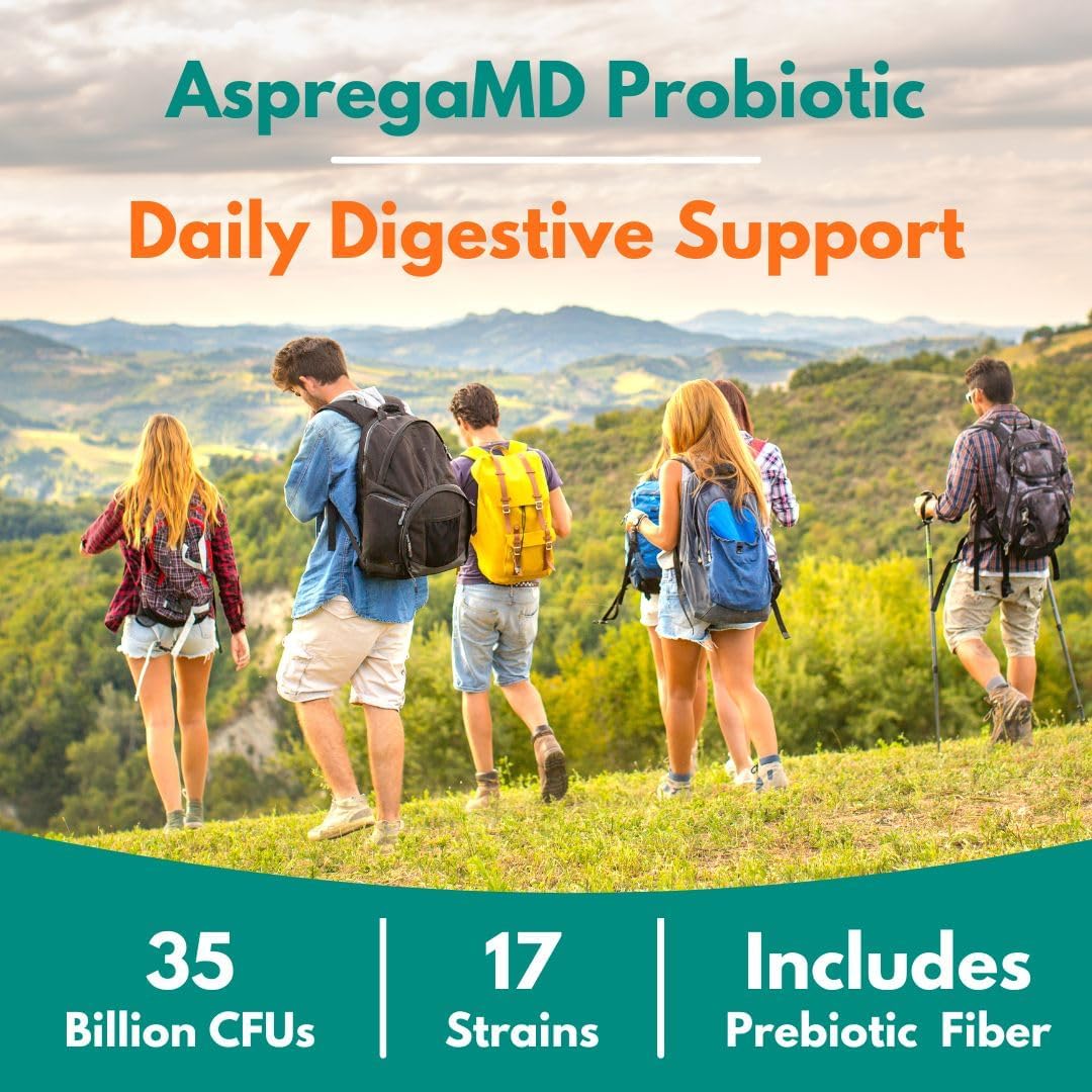 Scimera Bioscience ScimeraMD® Asprega Probiotic + Prebiotic Supplement - 35 Billion CFUs for Digestive Health and Immune Support - 30 CT