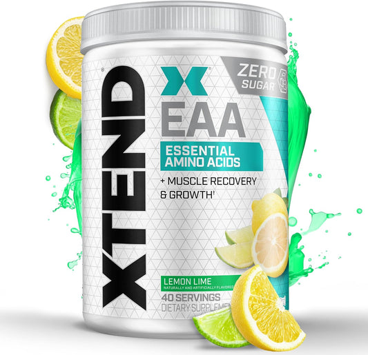 Scivation XTEND EAA + BCAA Powder - Lemon Lime Flavor | 9 Essential Amino Acids for Muscle Recovery & Growth | 10g EAAs Per 2 Servings | Intra or Post Workout Supplement with 40 Servings