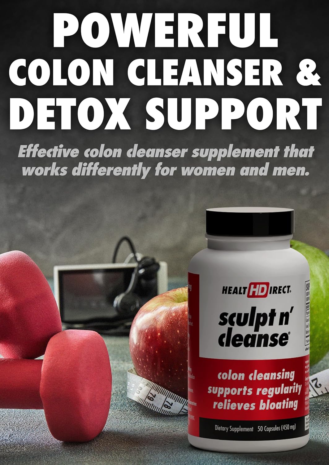 Sculpt n' Cleanse Herbal Colon Cleanse Supplement - 50 Veggie Capsules for Digestive Health & Detox - Natural Gut Flush Formula