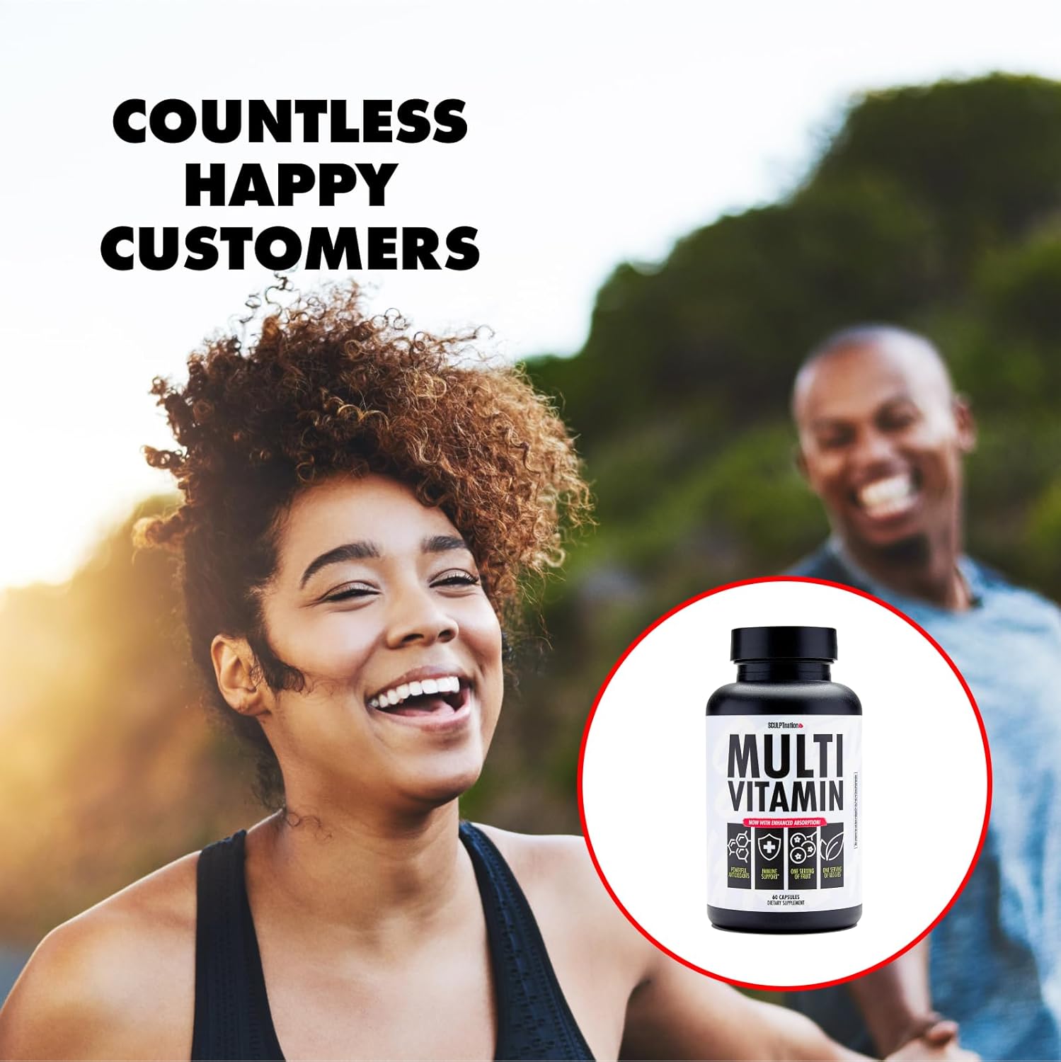 Sculpt Nation Daily Multivitamin for Women and Men - Zinc, Vitamin C, Copper - Nutritional Support for One Serving of Fruit and Veggies - 60 Capsules