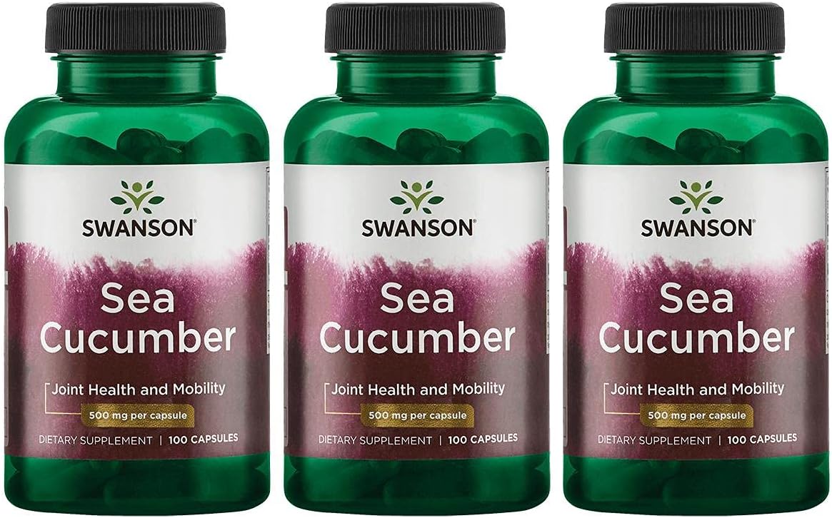 Sea Cucumber Supplement for Joint Health & Mobility Support - 100 Capsules, 500mg - Cartilage & Connective Tissue Support - 3 Pack
