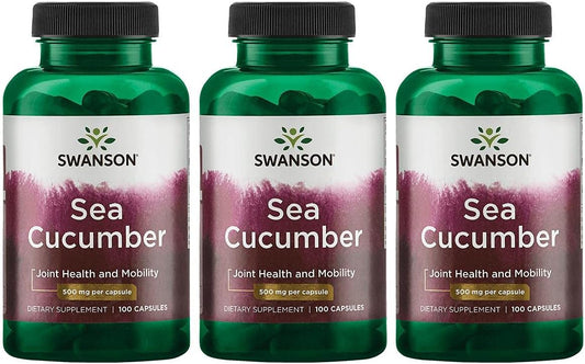 Sea Cucumber Supplement for Joint Health & Mobility Support - 100 Capsules, 500mg - Cartilage & Connective Tissue Support - 3 Pack