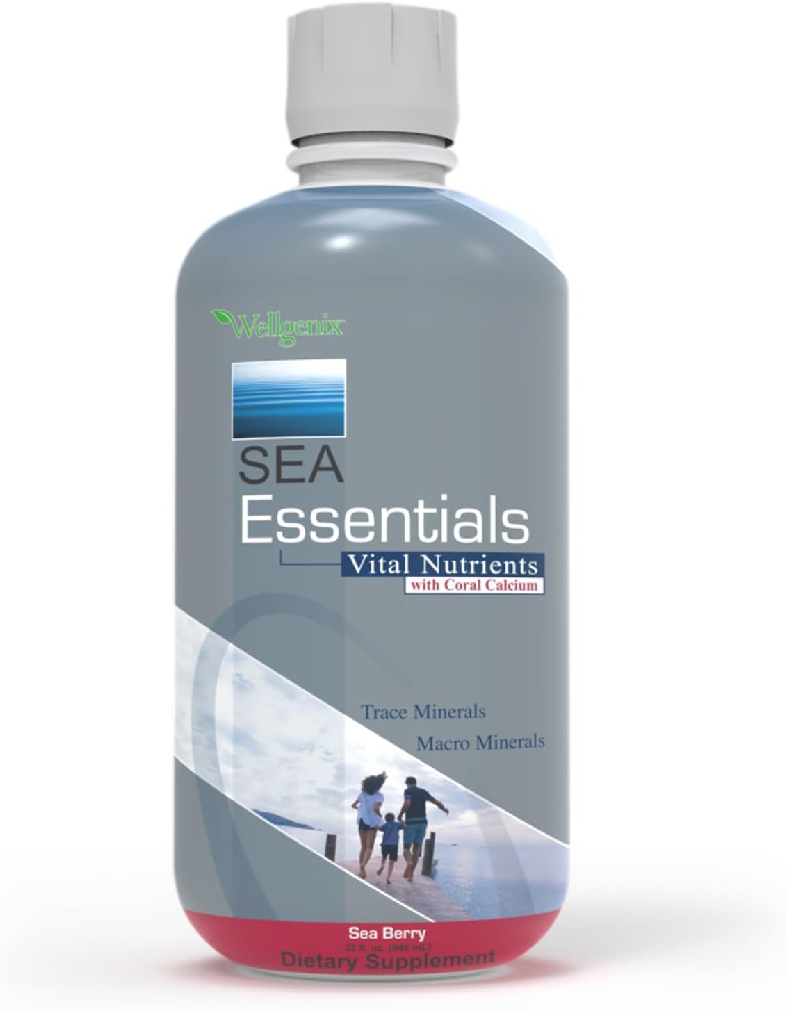 Sea Essentials Coral Calcium Liquid Multivitamin 32oz - Daily Nutritional Supplement for Adults & Kids - Sea Berry Flavor - Rich in Vital Nutrients & Minerals from Sea Vegetation