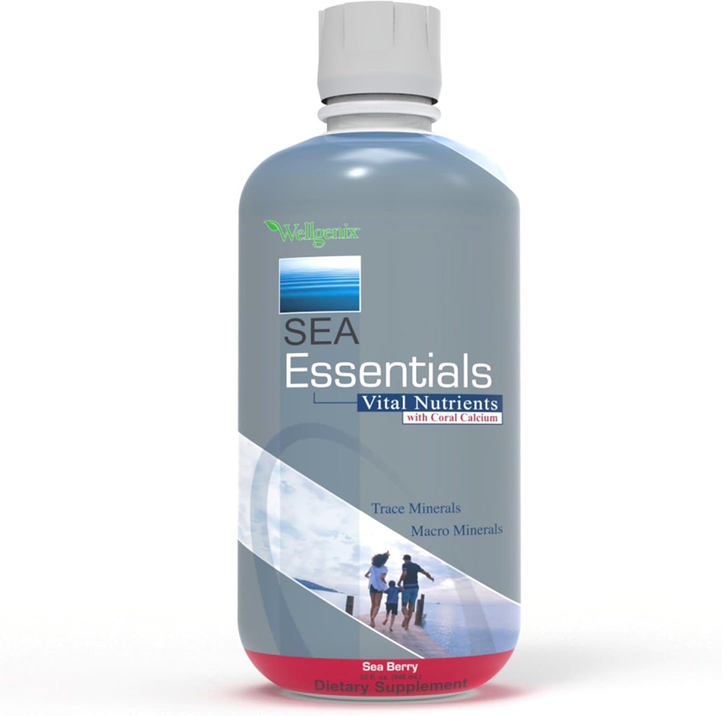 Sea Essentials Coral Calcium Liquid Multivitamin 32oz - Daily Nutritional Supplement for Adults & Kids - Sea Berry Flavor - Rich in Vital Nutrients & Minerals from Sea Vegetation
