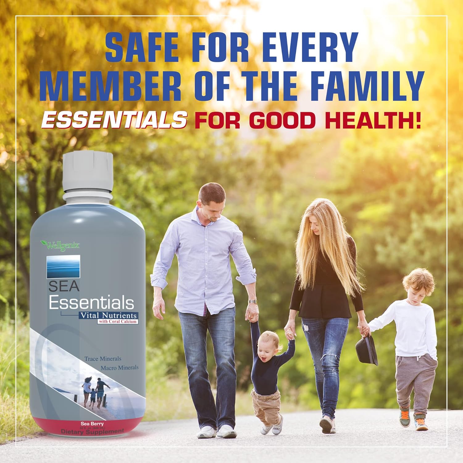 Sea Essentials Coral Calcium Liquid Multivitamin 32oz - Daily Nutritional Supplement for Adults & Kids - Sea Berry Flavor - Rich in Vital Nutrients & Minerals from Sea Vegetation