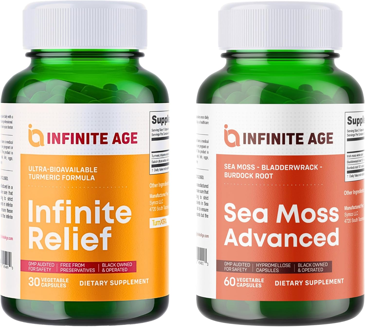 Sea Moss Advanced 1250mg & Infinite Relief Joint Support Supplement 250mg Bundle - USA Made Wellness Products
