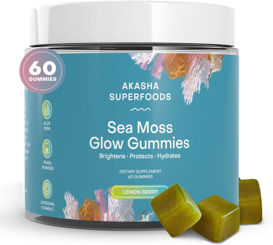 Sea Moss Glow Gummies with Hair Skin and Nails Vitamins - 60 Count for Women & Men