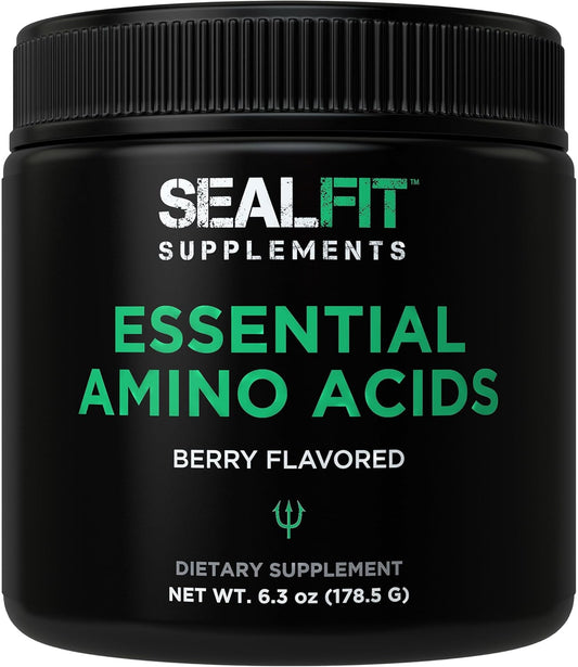 SEALFIT Essential Amino Acids Powder for Pre, During, and Post Workout - Energy, Muscle Growth, Recovery - Berry Flavor - Men & Women.