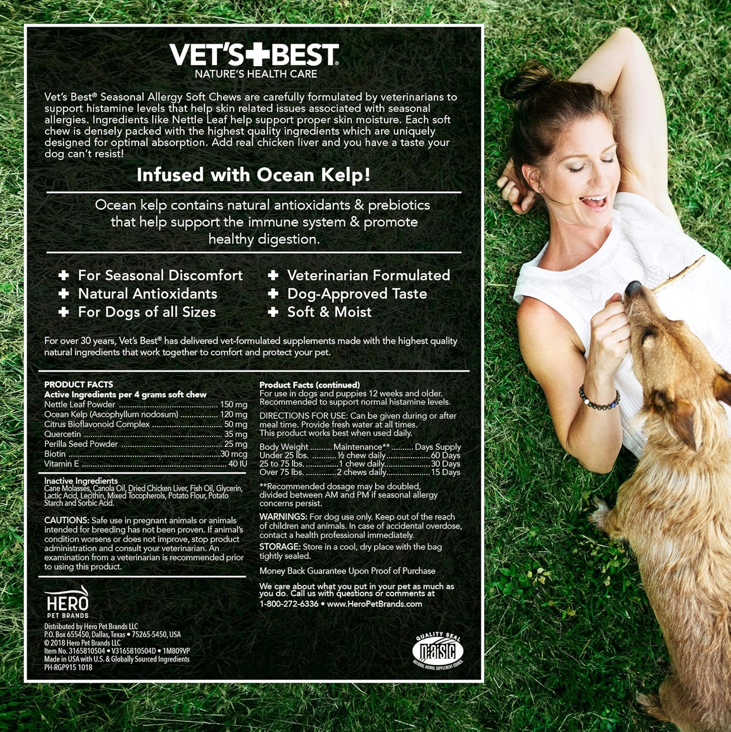 Seasonal Allergy Soft Chews for Dogs | Soothes Skin Irritation | Maintains Histamine Levels | 50 Chewable Tablets, 30 Count (Pack of 2)