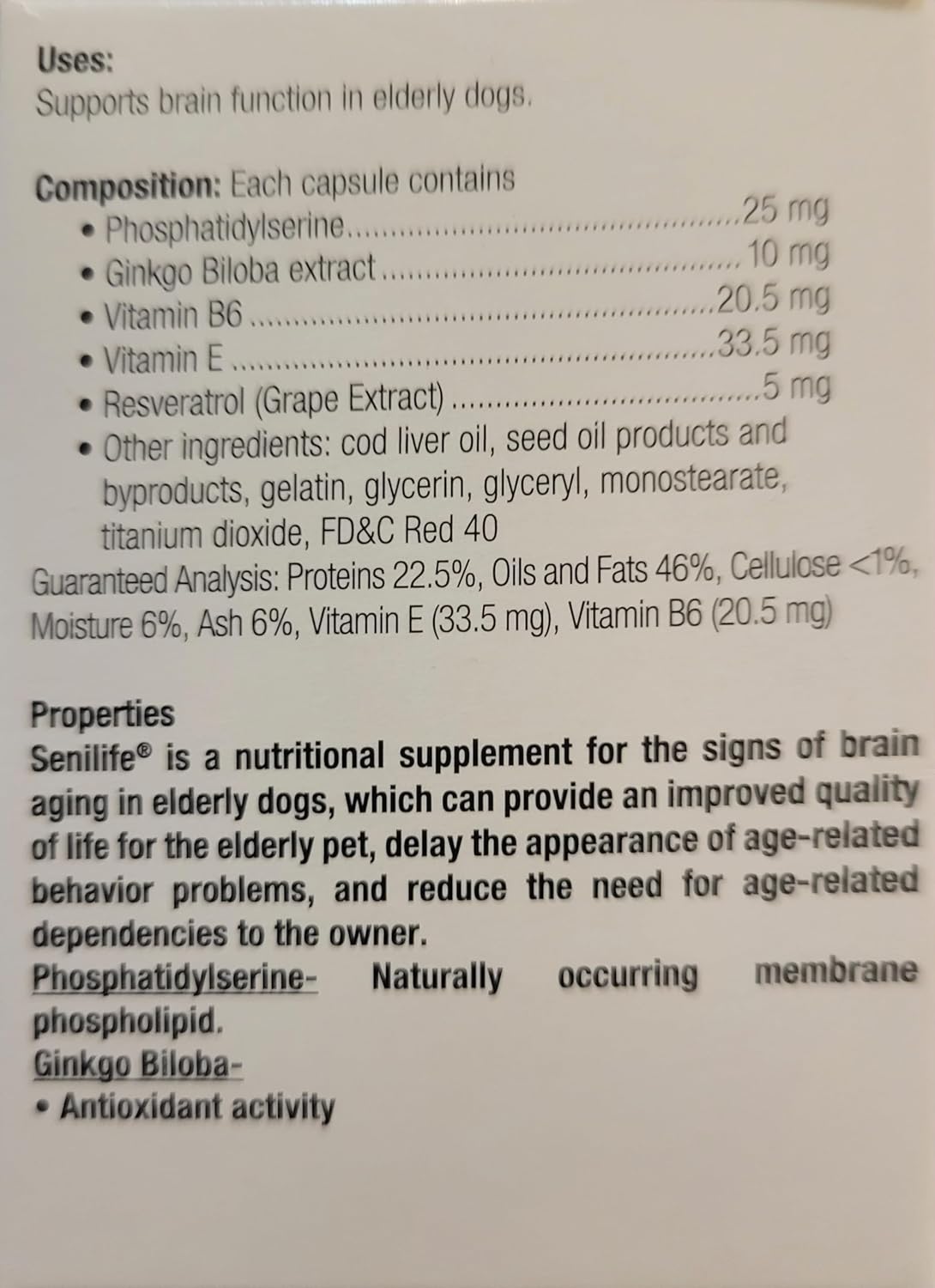 Senilife Nutritional Supplement for Elderly Dogs - 30 Capsules - SEGMINISMART CEVA Animal Health D59010B
