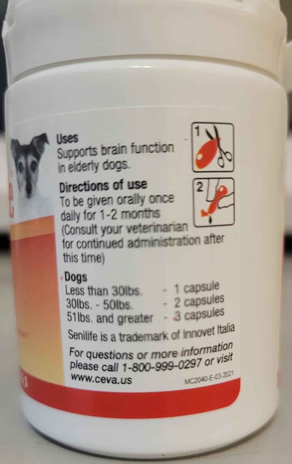Senilife Nutritional Supplement for Elderly Dogs - 30 Capsules - SEGMINISMART CEVA Animal Health D59010B