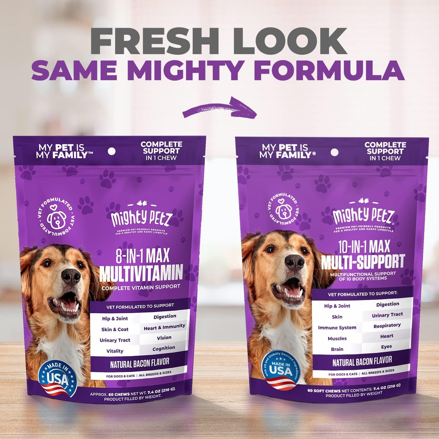 Senior & Adult Dog Multivitamin - 10 in 1 Complete Support for Joints, Immunity, Mobility, Energy, Skin Health - Daily Chewable Supplement for Dogs