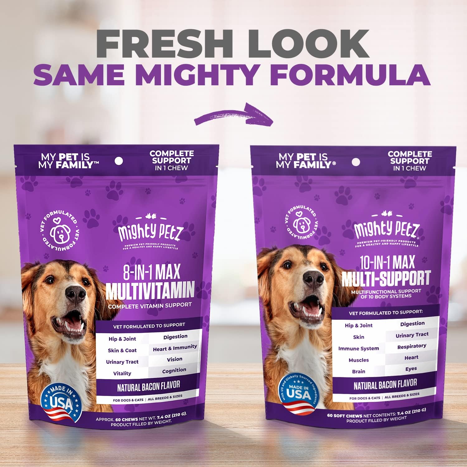 Senior & Adult Dog Multivitamin - 10 in 1 Complete Support for Joints, Immunity, Mobility, Energy, Skin Health - Daily Chewable Supplement for Dogs