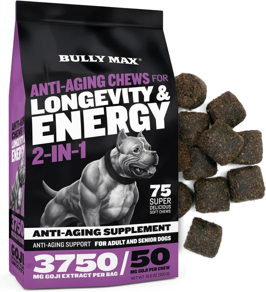 Senior Dog Anti-Aging Multivitamin Chews with Postbiotics - 2-in-1 Supplement for Vitality, Immunity, and Joint Support - Small & Large Breed Adult Dog Vitamins - 75 Soft Chews