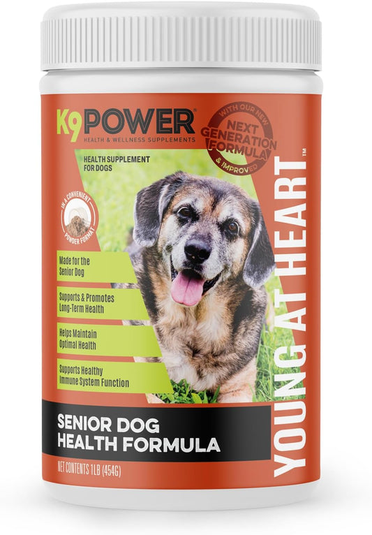 Senior Dog Multivitamin 1 lb - Advanced Supplement for Brain, Heart, Vision, Joint Health, and Mobility - K9 Power Young at Heart