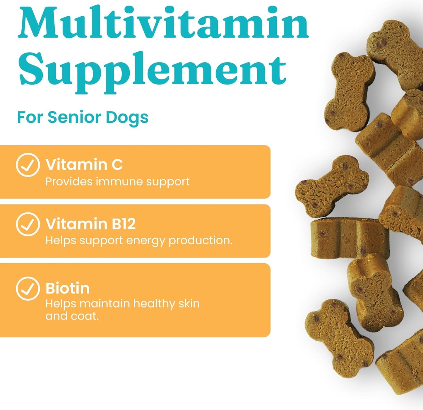 Senior Dog Multivitamin Chewable Supplement - PetVites Solid Gold Dog Vitamins with Vitamin C, A, B12, E, Probiotics, & Antioxidants for Immune & Digestive Health (120 Count)