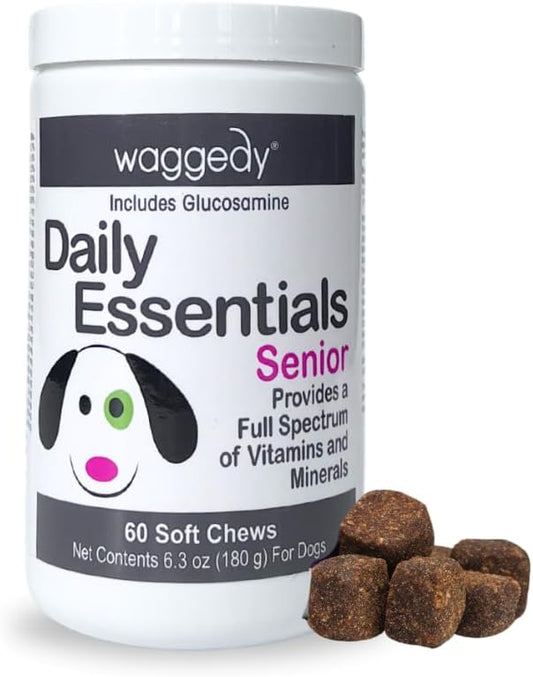 Senior Dog Multivitamin Soft Chews with Glucosamine for Joint Health and Digestion - 60 Count