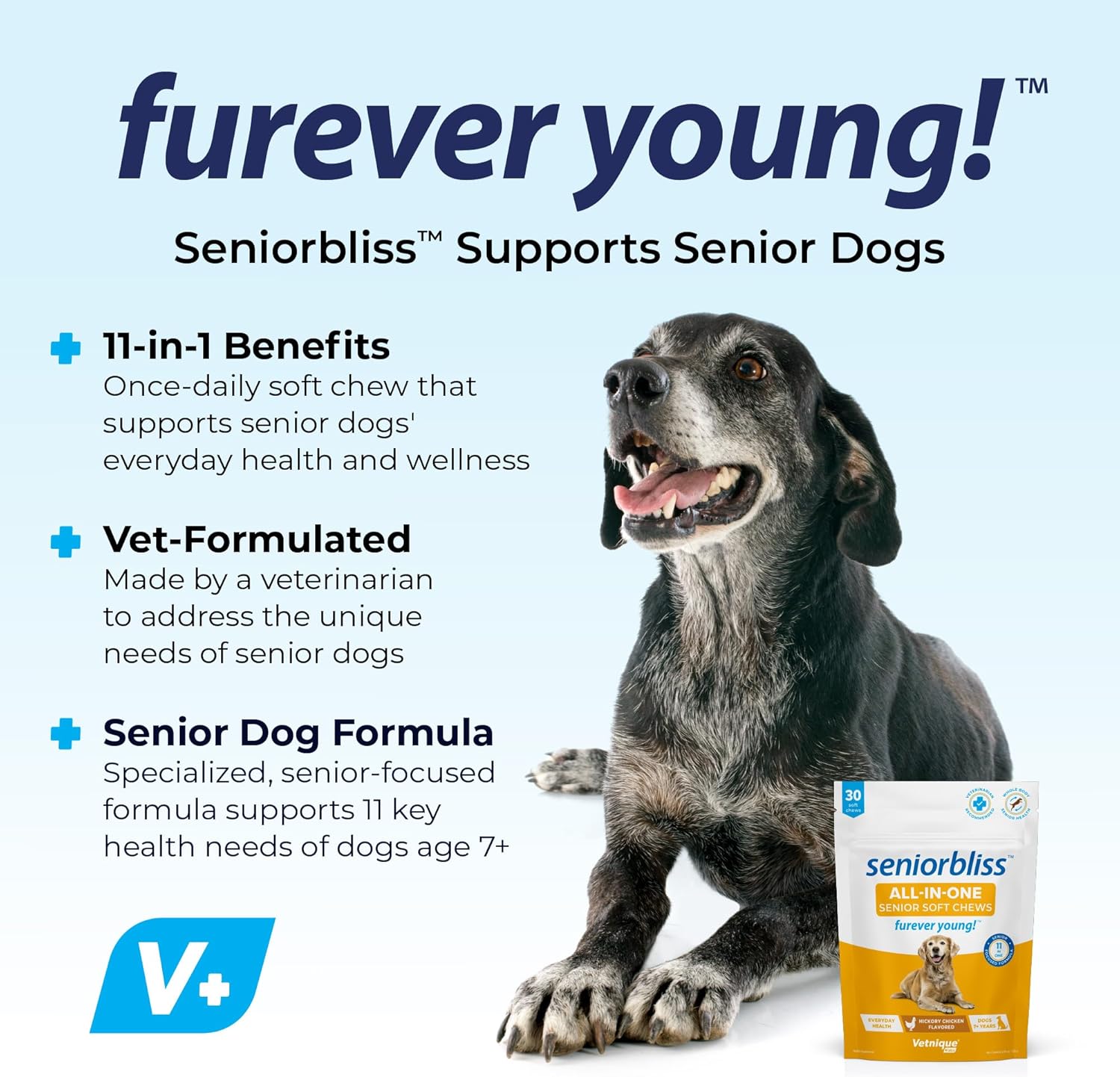 Senior Dog Multivitamin with Glucosamine, Omega 3 Fish Oil, and Probiotics for Joint, Digestive, and Immune Support - 30 Ct
