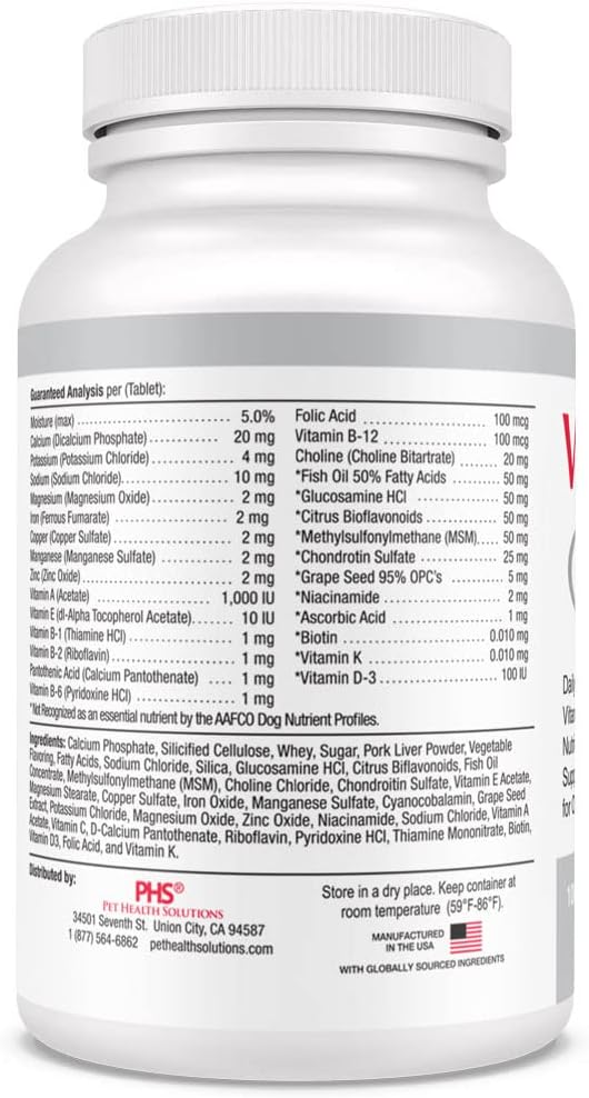 Senior Dog Supplement with Vitamins, Minerals, Nutrients - Support for Bone, Joint, Energy, and Immune System - 100 Chewable Tablets