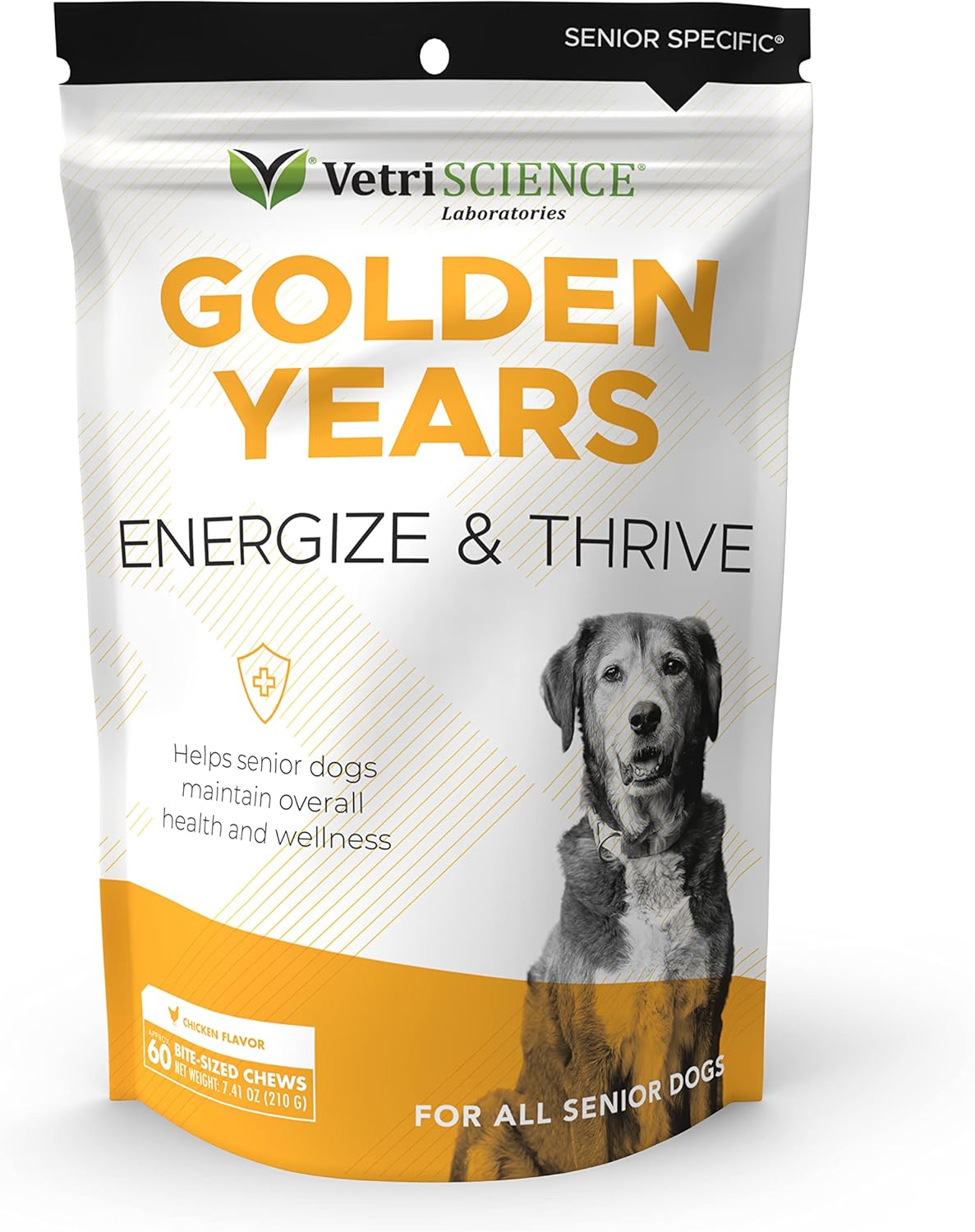 Senior Dogs Daily Multivitamin with BCAAs for Energy and Vitality, Chicken Flavor, 60 Chews by VetriScience