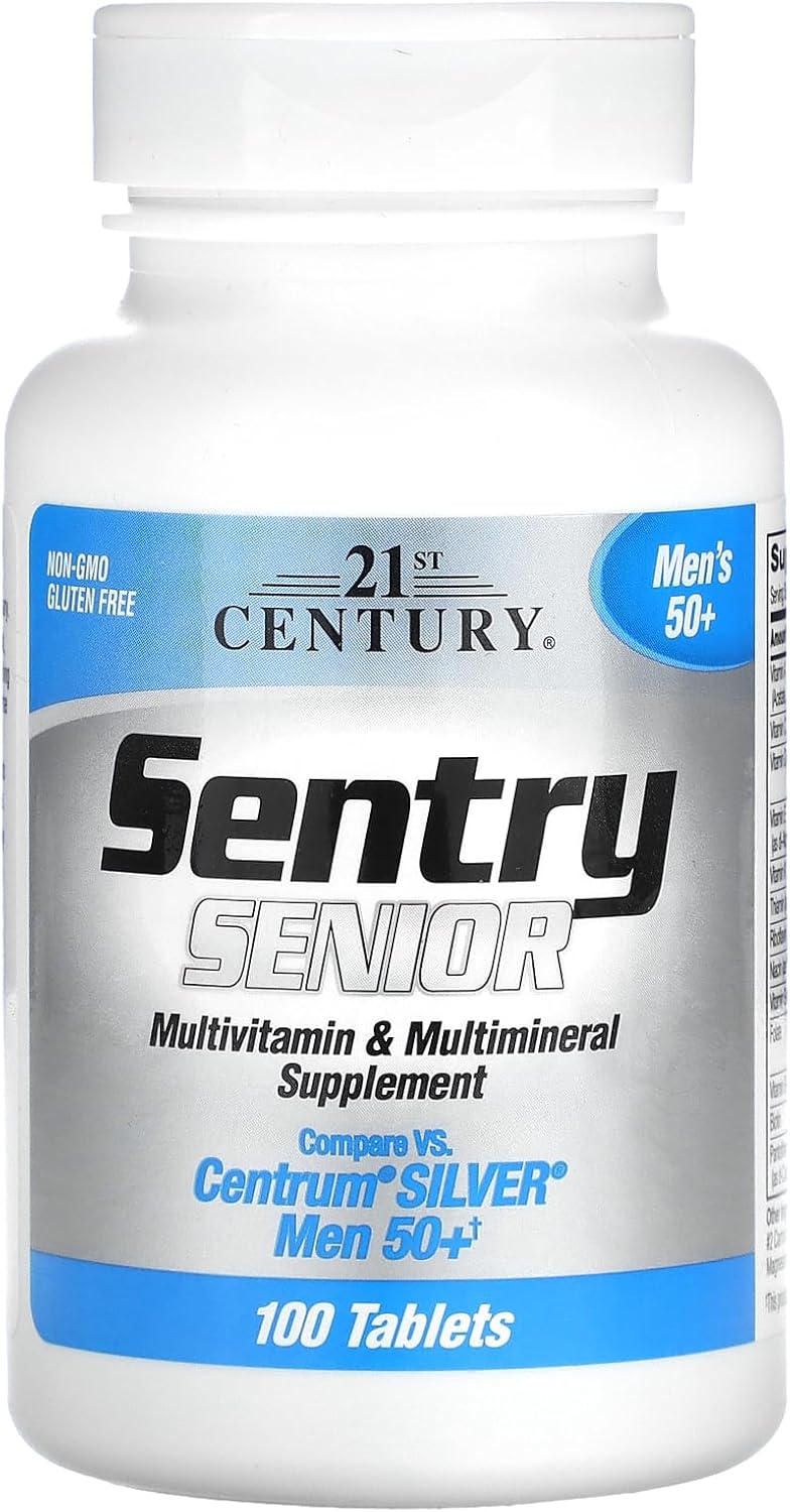 Senior Men's 50Plus Tablets for 21st Century Sentry, 100 Count, Unscented White