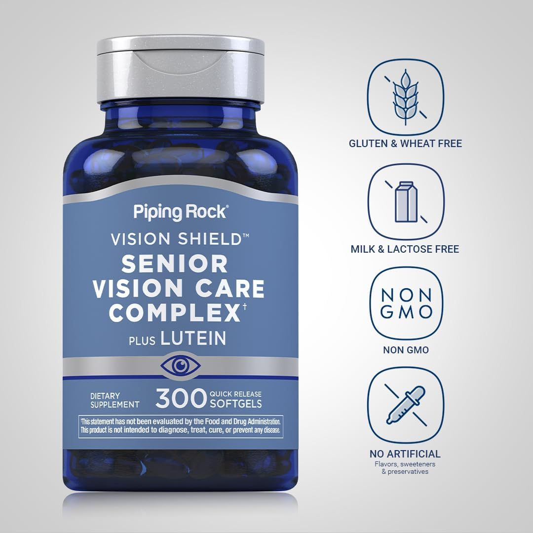 Senior Vision Care Complex with Lutein Softgels - 300 Count - Eye Health Supplement for Seniors - Non-GMO, Gluten Free
