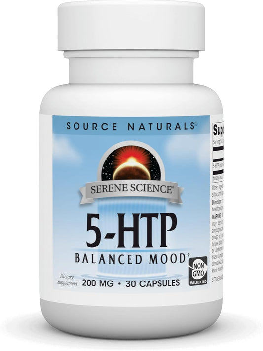 Serene Science 5-HTP by Source Naturals - Non-GMO Dietary Supplement, 200mg, 30 Capsules