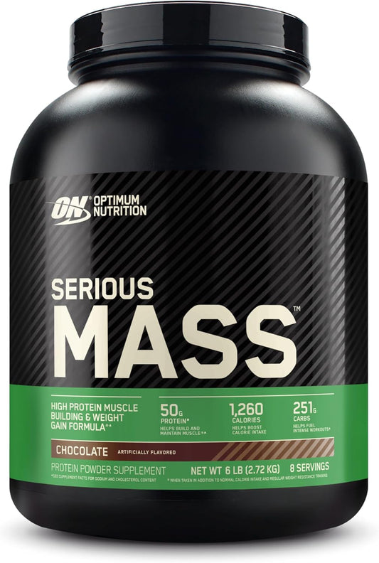 Serious Mass Weight Gainer Protein Powder with Vitamin C & Zinc, Creatine, Chocolate Flavor - 6lb Pack